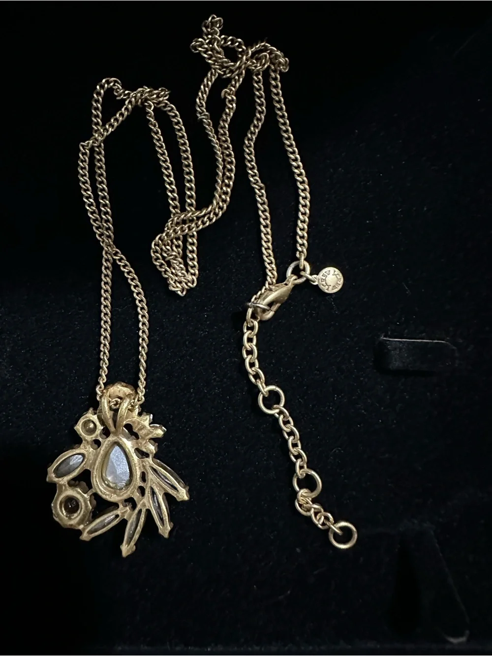 J. Crew Gold-Tone Iridescent Crystal Floral Pendant Necklace